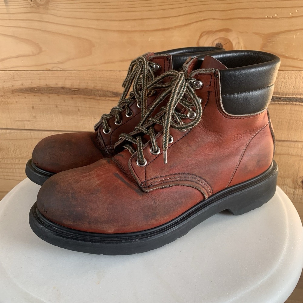 Red Wing Thrashed Work Boots 6 D Men's Rare Red Color Steampunk Goth‎